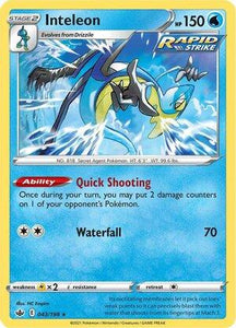 Inteleon 43/198 SWSH Chilling Reign Holo Rare Pokemon Card TCG Near Mint