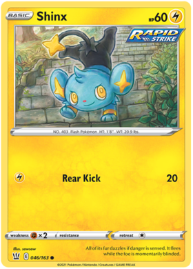 Shinx 46/163 SWSH Battle Styles Common Pokemon Card TCG