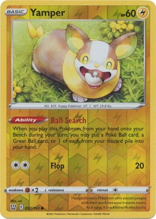 Yamper 52/163 SWSH Battle Styles Reverse Holo Common Pokemon Card TCG