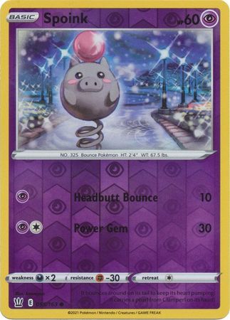 Spoink 55/163 SWSH Battle Styles Reverse Holo Common Pokemon Card TCG