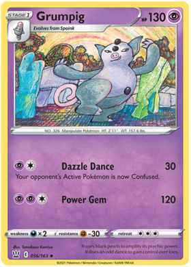 Grumpig 56/163 SWSH Battle Styles Uncommon Pokemon Card TCG
