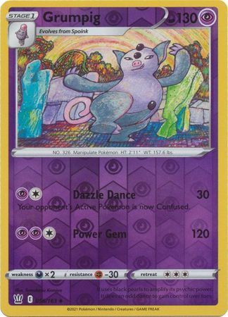 Grumpig 56/163 SWSH Battle Styles Reverse Holo Uncommon Pokemon Card TCG
