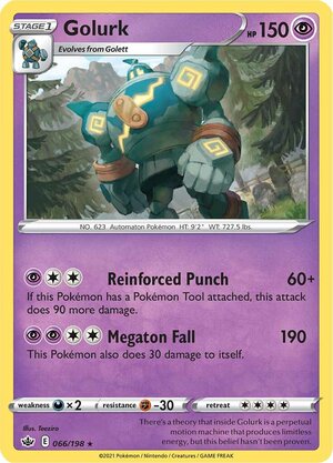 Golurk 66/198 SWSH Chilling Reign Rare Pokemon Card TCG Near Mint