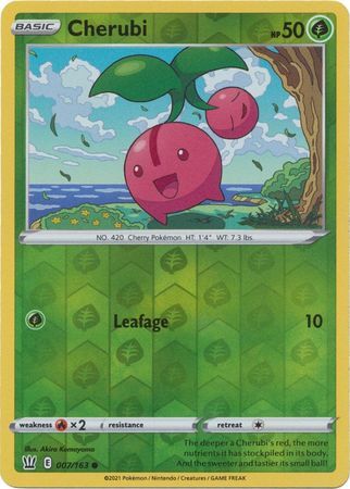 Cherubi 7/163 SWSH Battle Styles Reverse Holo Common Pokemon Card TCG