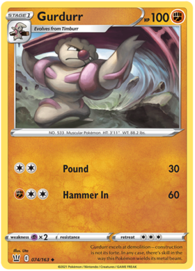 Gurdurr 74/163 SWSH Battle Styles Uncommon Pokemon Card TCG