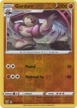 Gurdurr 74/163 SWSH Battle Styles Reverse Holo Uncommon Pokemon Card TCG