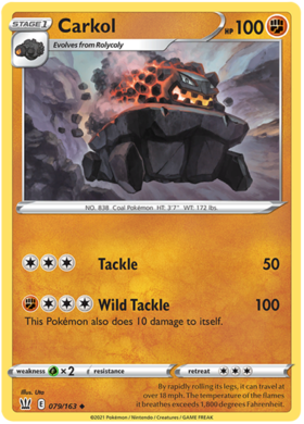 Carkoal 79/163 SWSH Battle Styles Uncommon Pokemon Card TCG