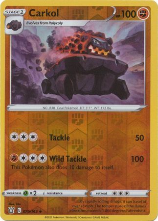 Carkoal 79/163 SWSH Battle Styles Reverse Holo Uncommon Pokemon Card TCG