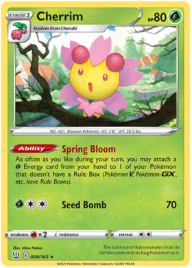 Cherrim 8/163 SWSH Battle Styles Holo Rare Pokemon Card TCG