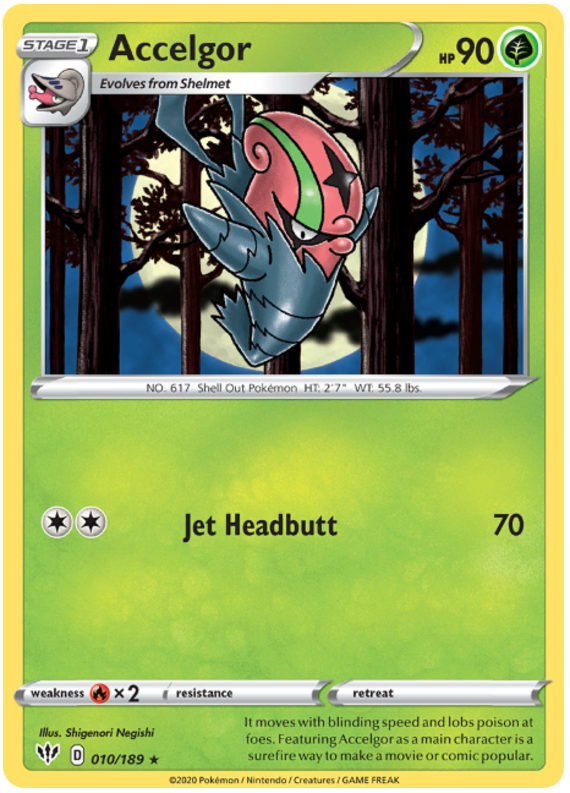 Accelgor 10/189 SWSH Darkness Ablaze Rare Pokemon Card TCG Near Mint