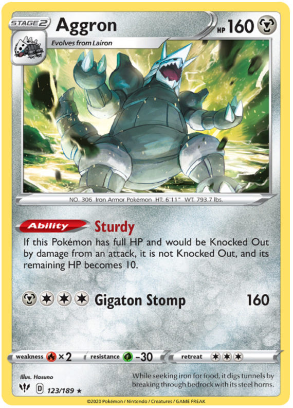 Aggron 123/189 SWSH Darkness Ablaze Holo Rare Pokemon Card TCG Near Mint