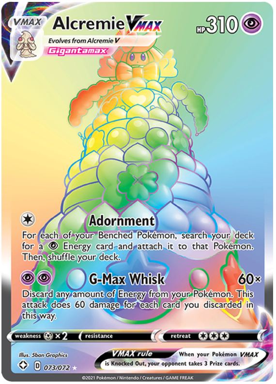 Alcremie VMAX 73/72 Shining Fates Rainbow Full Art Hyper Rare Pokemon Card TCG Near Mint