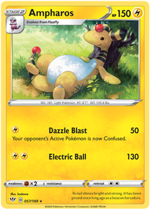 Ampharos 57/189 SWSH Darkness Ablaze Rare Pokemon Card TCG Near Mint