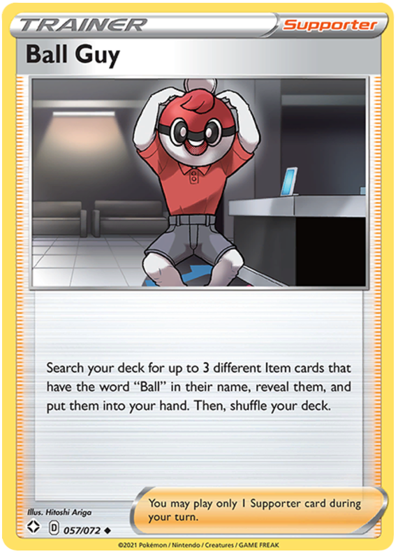 Ball Guy 57/72 Shining Fates Uncommon Trainer Pokemon Card TCG Near Mint