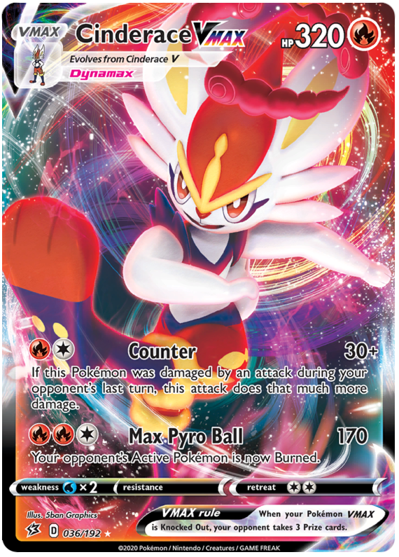 Cinderace VMAX 36/192 SWSH Rebel Clash Holo Ultra Rare V/VMax Pokemon Card TCG