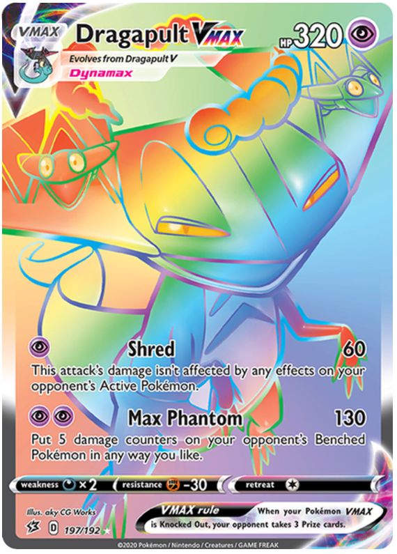 Dragapult VMAX 197/192 SWSH Rebel Clash Holo Rainbow Full Art Hyper Secret Rare Pokemon Card TCG