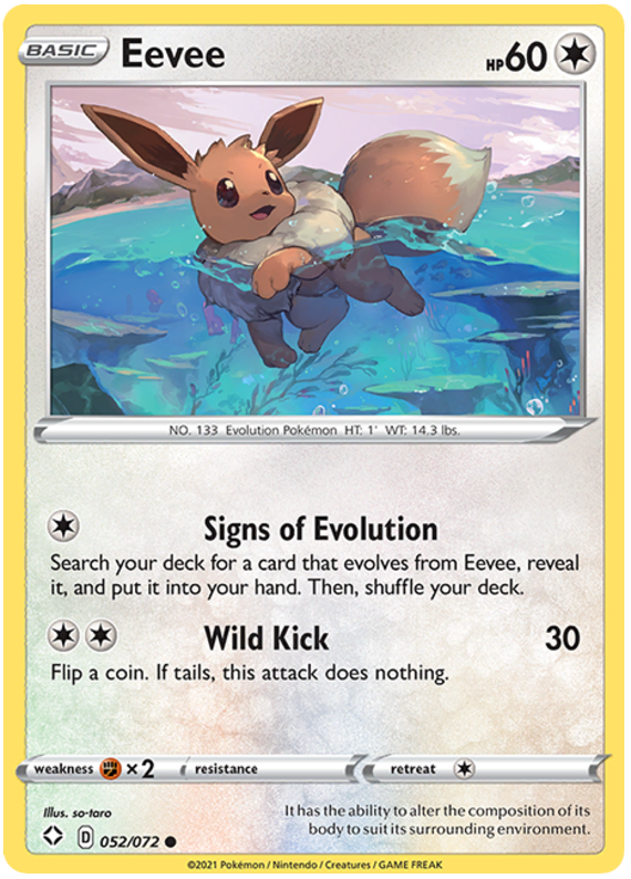 Eevee 52/72 Shining Fates Common Pokemon Card TCG Near Mint