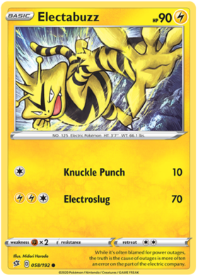 rebel clash sword and shield single cards kawaii collector australia Electabuzz 58/192 SWSH Rebel Clash Common Pokemon Card TCG