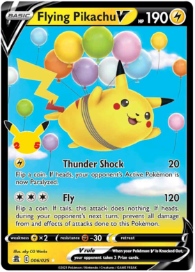 Flying Pikachu V 6/25 SWSH Celebrations 25th Anniversary Holo Ultra Rare Pokemon Card TCG