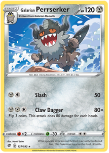 rebel clash sword and shield single cards kawaii collector australia Galarian Perrserker 127/192 SWSH Rebel Clash Rare Pokemon Card TCG