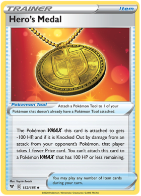 Hero's Medal 152/185 Vivid Voltage Uncommon Trainer Pokemon Card TCG Near Mint