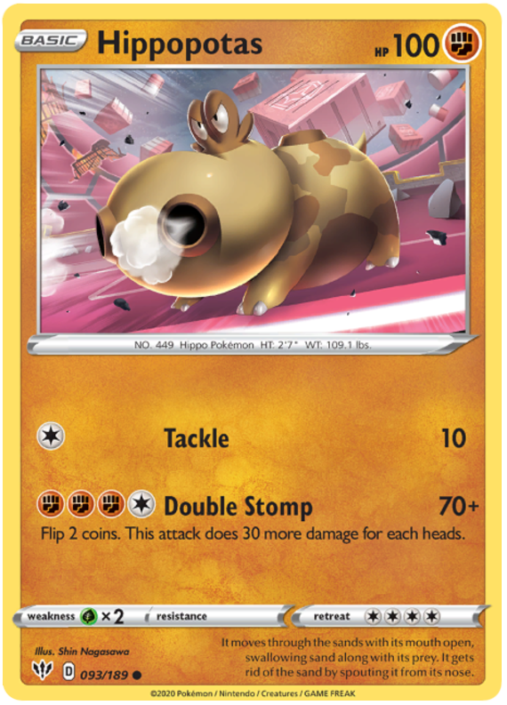 Hippopotas 93/189 SWSH Darkness Ablaze Common Pokemon Card TCG Near Mint