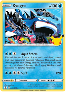 Kyogre 3/25 SWSH Celebrations 25th Anniversary Holo Rare Pokemon Card TCG