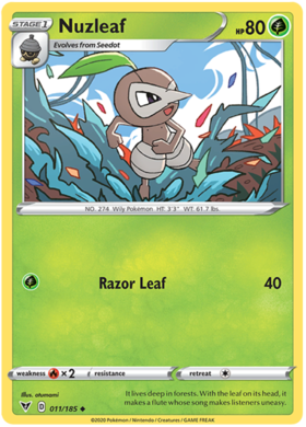 Nuzleaf 11/185 Vivid Voltage Uncommon Pokemon Card TCG Near Mint