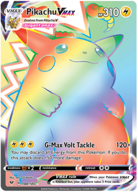 Pikachu VMAX 188/185 Vivid Voltage Full Art Holo Hyper Rare Pokemon Card TCG Near Mint