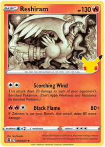 Reshiram 2/25 SWSH Celebrations Holo Rare Pokemon Card TCG