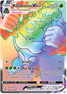 Rillaboom VMAX 193/192 SWSH Rebel Clash Holo Rainbow Full Art Hyper Secret Rare Pokemon Card TCG
