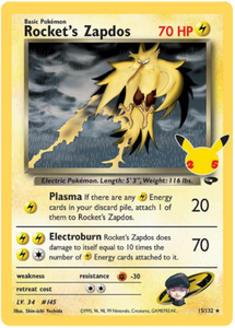 Rocket's Zapdos 15/132 SWSH Celebrations 25th Anniversary Classic Collection Holo Rare Pokemon Card TCG