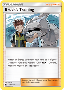 Brock's Training 55/68 SM Hidden Fates Holo Rare Trainer Pokemon Card TCG - Kawaii Collector