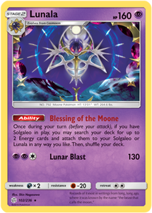 Lunala 102/236 SM Cosmic Eclipse Holo Rare Pokemon Card TCG - Kawaii Collector