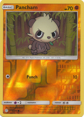 Pancham 119/236 SM Cosmic Eclipse Reverse Holo Common Pokemon Card TCG - Kawaii Collector