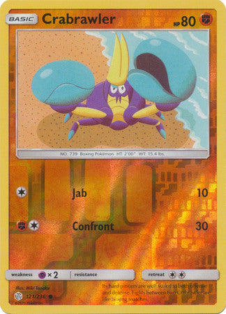 Crabrawler 121/236 SM Cosmic Eclipse Reverse Holo Common Pokemon Card TCG - Kawaii Collector