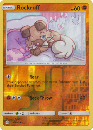 Rockruff 123/236 SM Cosmic Eclipse Reverse Holo Common Pokemon Card TCG - Kawaii Collector