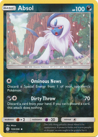 Absol 133/236 SM Cosmic Eclipse Reverse Holo Uncommon Pokemon Card TCG - Kawaii Collector
