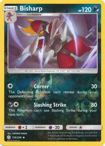 Bisharp 135/236 SM Cosmic Eclipse Reverse Holo Uncommon Pokemon Card TCG - Kawaii Collector