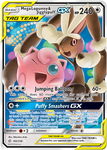 Mega Lopunny & Jigglypuff GX 165/236 SM Cosmic Eclipse Holo Ultra Rare Pokemon Card TCG - Kawaii Collector