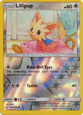 Lillipup 174/236 SM Cosmic Eclipse Reverse Holo Common Pokemon Card TC Kawaii Collector Lillipup 174/236 SM Cosmic Eclipse Reverse Holo Common Pokemon Card TC Kawaii Collector