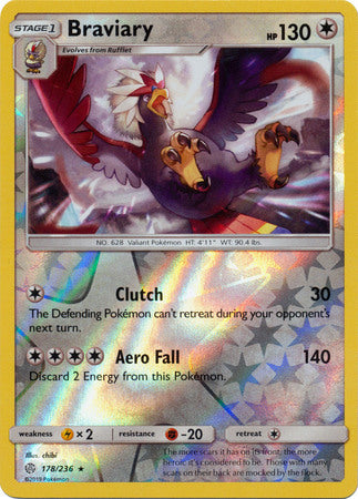 braviary pokemon card Braviary 178/236 SM Cosmic Eclipse Reverse Holo Rare Pokemon Card TCG – Kawaii Collector