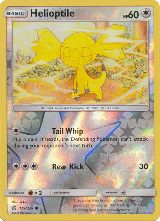 Helioptile 179/236 SM Cosmic Eclipse Reverse Holo Common Pokemon Card TCG - Kawaii Collector