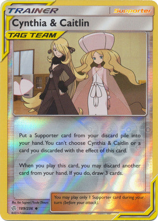 Cynthia & Caitlin 189/236 SM Cosmic Eclipse Reverse Holo Uncommon Trainer Pokemon Card TCG - Kawaii Collector