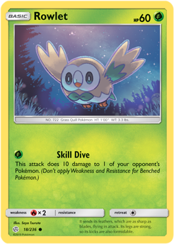 Rowlet 18/236 SM Cosmic Eclipse Common Pokemon Card TCG - Kawaii Collector