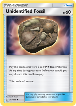 Unidentified Fossil 207/236 SM Cosmic Eclipse Uncommon Trainer Pokemon Card TCG - Kawaii Collector