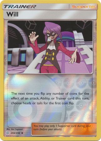 Will 208/236 SM Cosmic Eclipse Reverse Holo Uncommon Trainer Pokemon Card TCG - Kawaii Collector