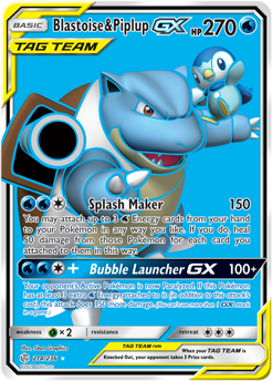 Blastoise & Piplup GX 214/236 SM Cosmic Eclipse Holo Ultra Rare Full Art Pokemon Card TCG - Kawaii Collector