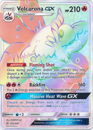 Volcarona GX 252/236 SM Cosmic Eclipse Holo Hyper Rainbow Rare Full Art Pokemon Card TCG - Kawaii Collector