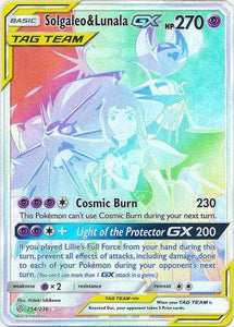 Solgaleo & Lunala GX 254/236 SM Cosmic Eclipse Holo Hyper Rainbow Rare Full Art Pokemon Card TCG - Kawaii Collector